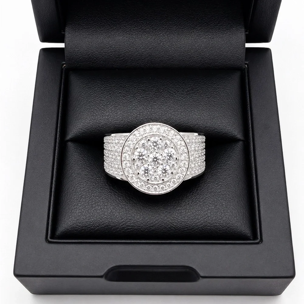925 Sterling Silver 2.00CT MOISSANITE  Halo Ring Size 12